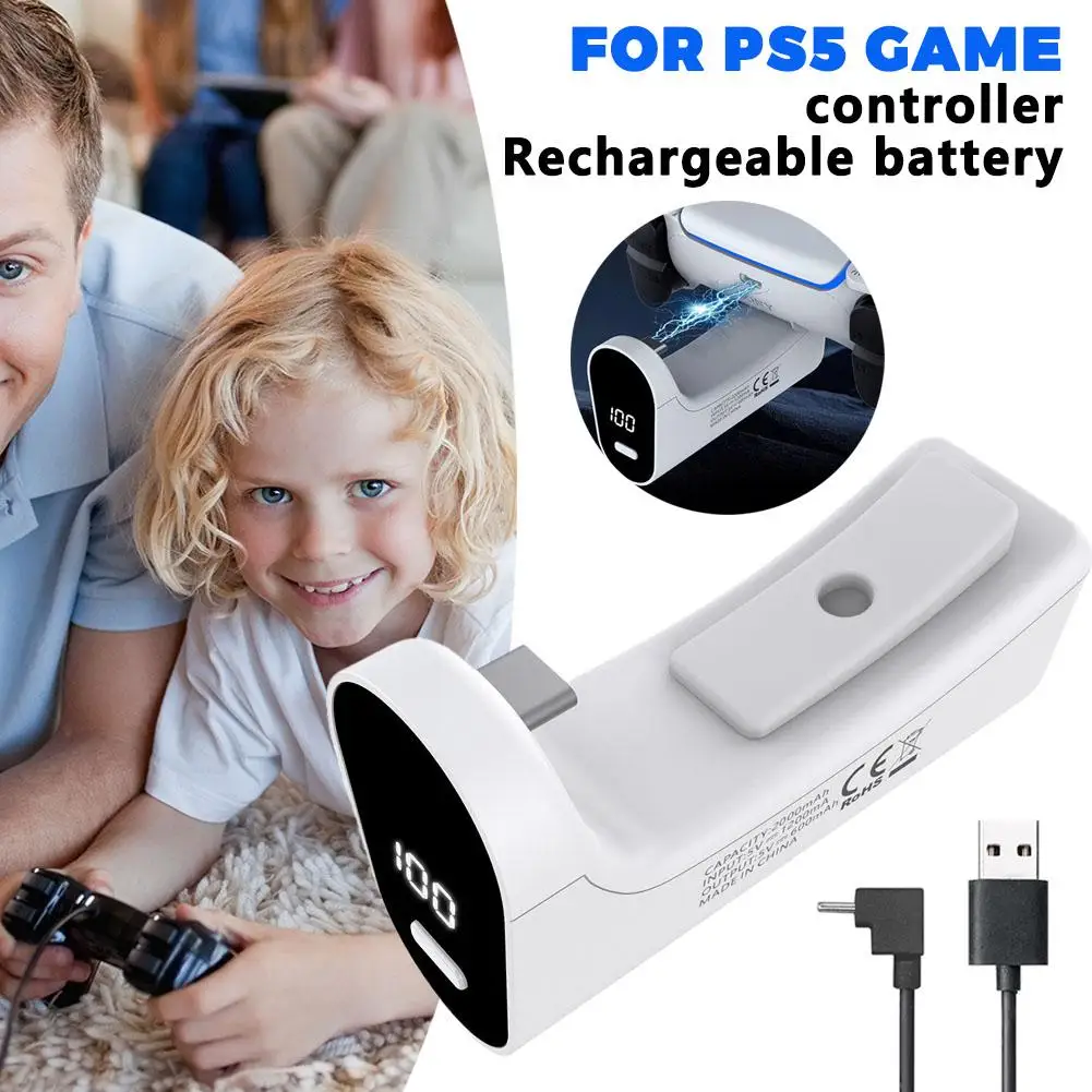 

Для контроллера PS5 емкостью 2000 мАч, аккумулятор USB Type C, светодиодный дисплей, комплект для воспроизведения и зарядки для контроллера PS5 Elite, игровые аксессуары