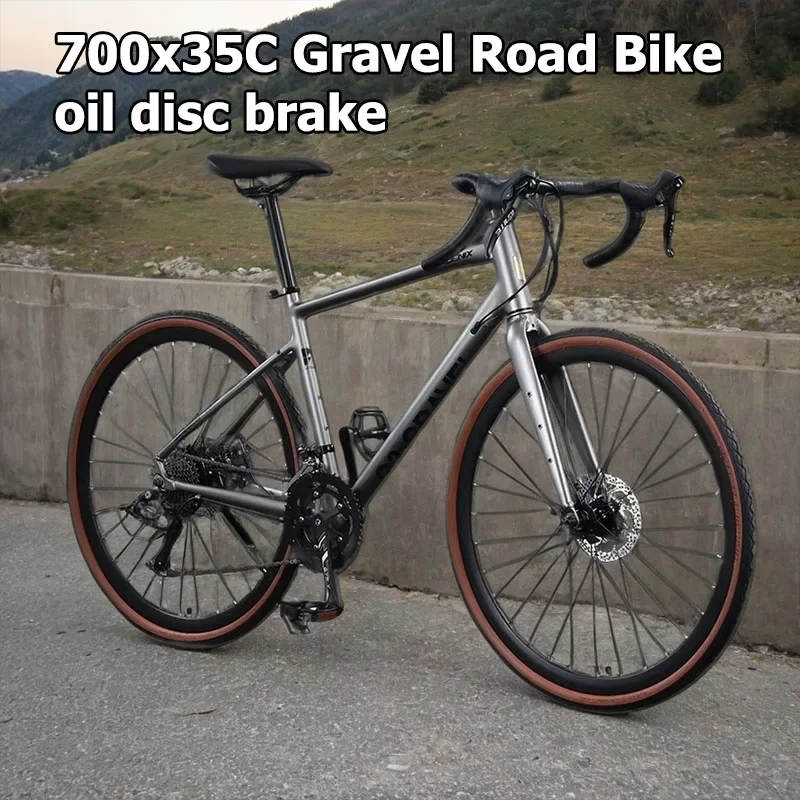 

700x35C Tire Road Bike 18Speed Oil Disc Brake Gravel Bicycle Ultra-light Aluminum Alloy Frame Girls Road Racing Bicicleta Aldult