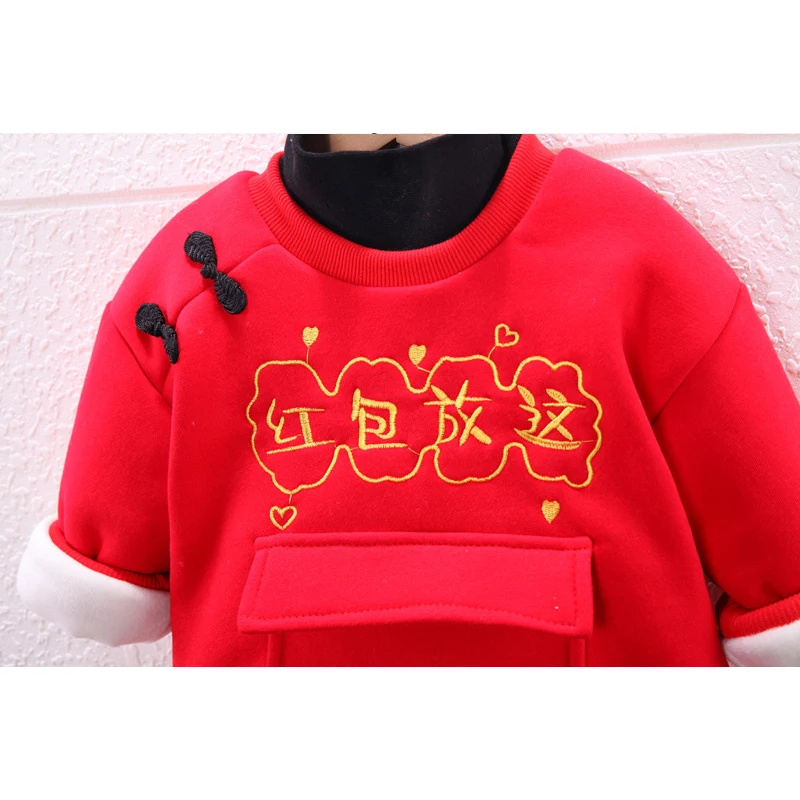 2023 Traditional Chinese 0-5Year Baby Boy Plush Thicken Casual Clothes New Autumn Winter Infant Girl Clothing Toddler Outfits