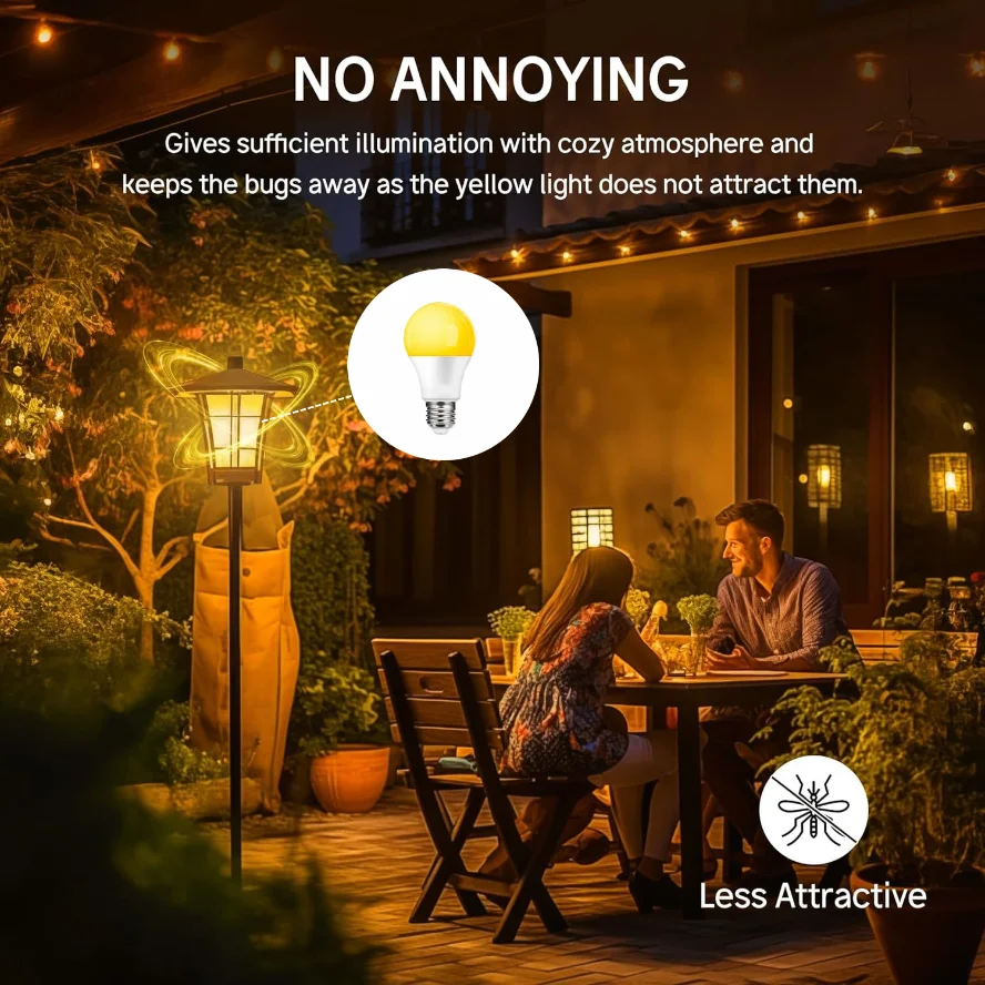 Light Amber A19 Led Sleep Bulb E27 1800K 9/12W Reduce Mosquito Interference Outdoor Lighting Courtyard Restaurant Atmosphere
