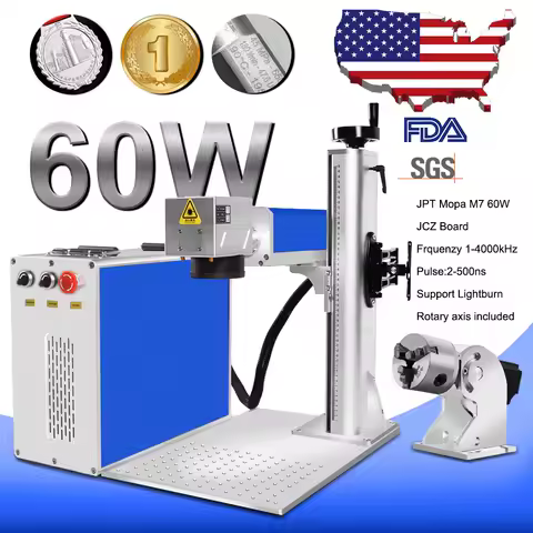 JPT MOPA 60W E2 M7 Fiber Laser Marking Machine Metal Stainless Steel Cutting Gold Silver Ring Jewelry Engraving Machine