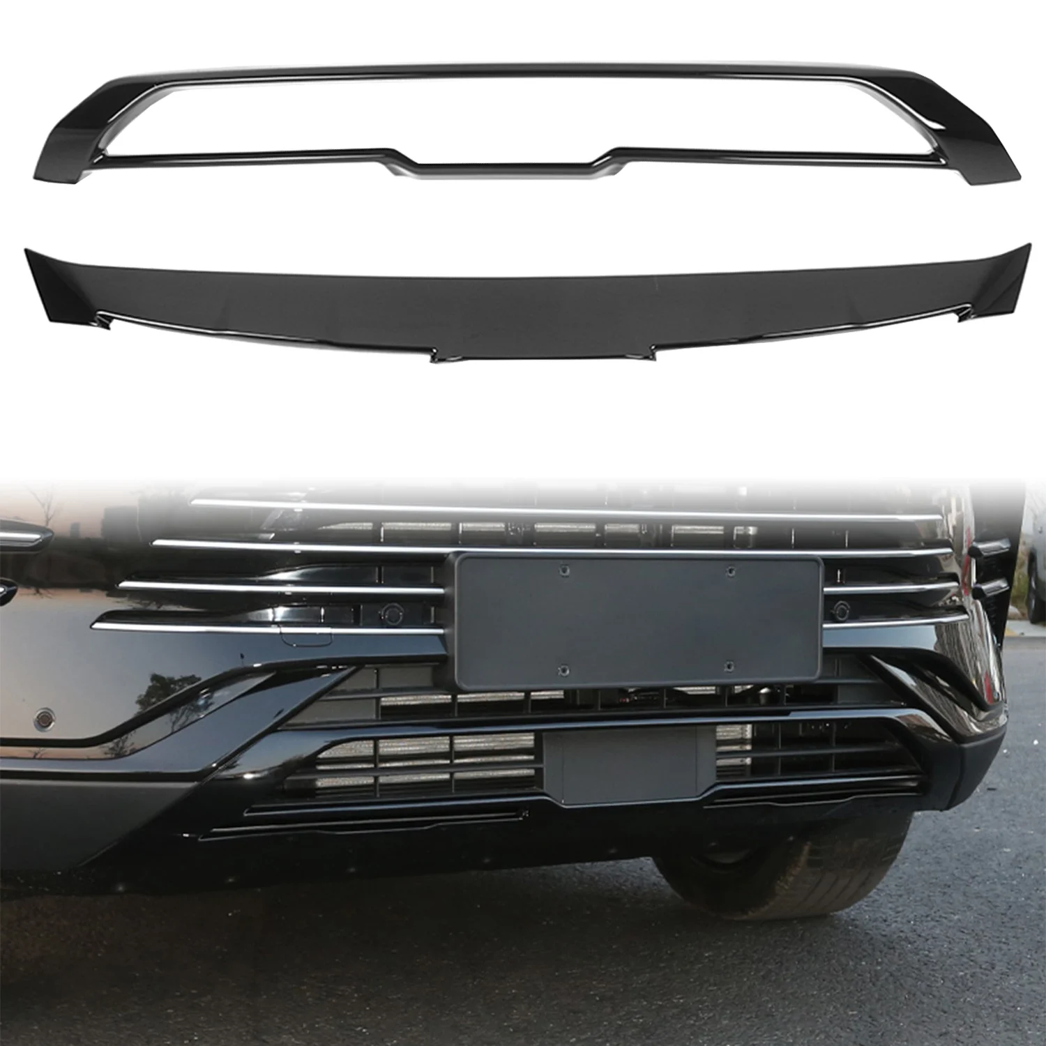 

For BYD Song Plus DM-i EV / Seal U/ Sealion 6 2023-2025 Glossy Black Exterior Front Lower Valance Panel Bumper Molding Strip 2pc