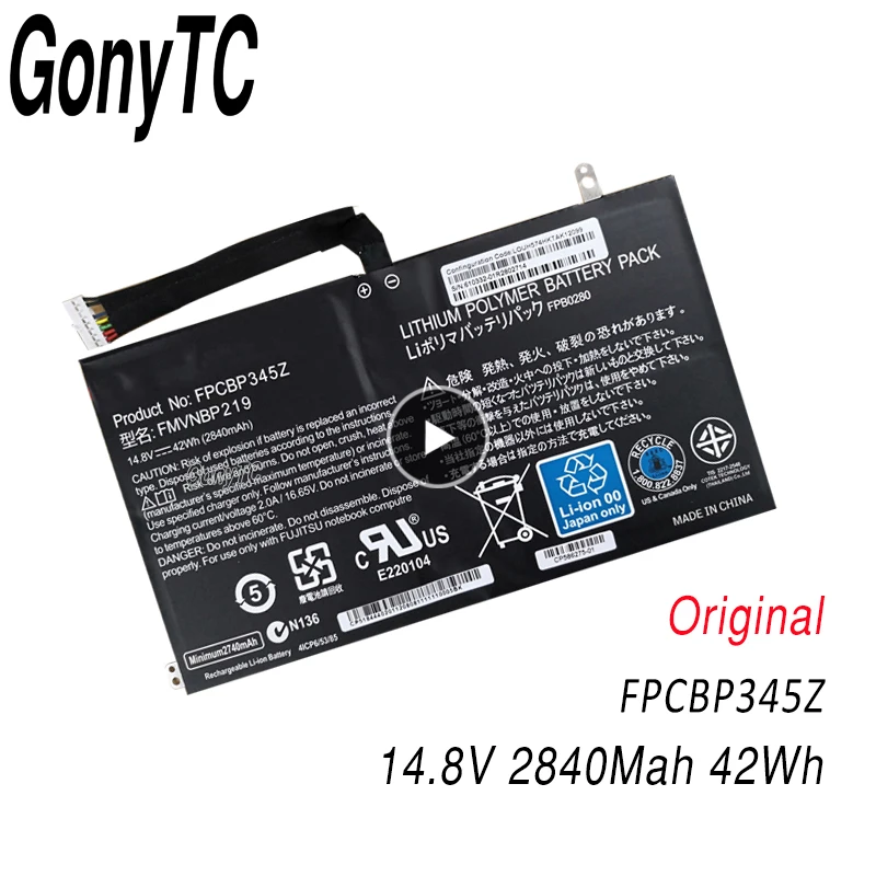 Новый оригинальный FMVNBP219 FPCBP345Z аккумулятор для ноутбука Fujitsu LifeBook UH572 UH552 ультрабук FPB0280 14,8 В 2840 мАч