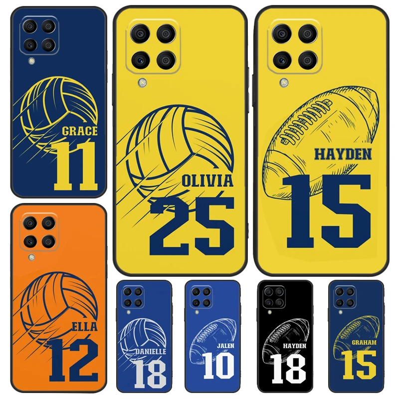 Personalised Name Football Volleyball Case For Samsung Galaxy M32 M52 M12 M22 M13 M23 M33 M53 M14 M34 M54 M31 M51 M20 M31s M30s