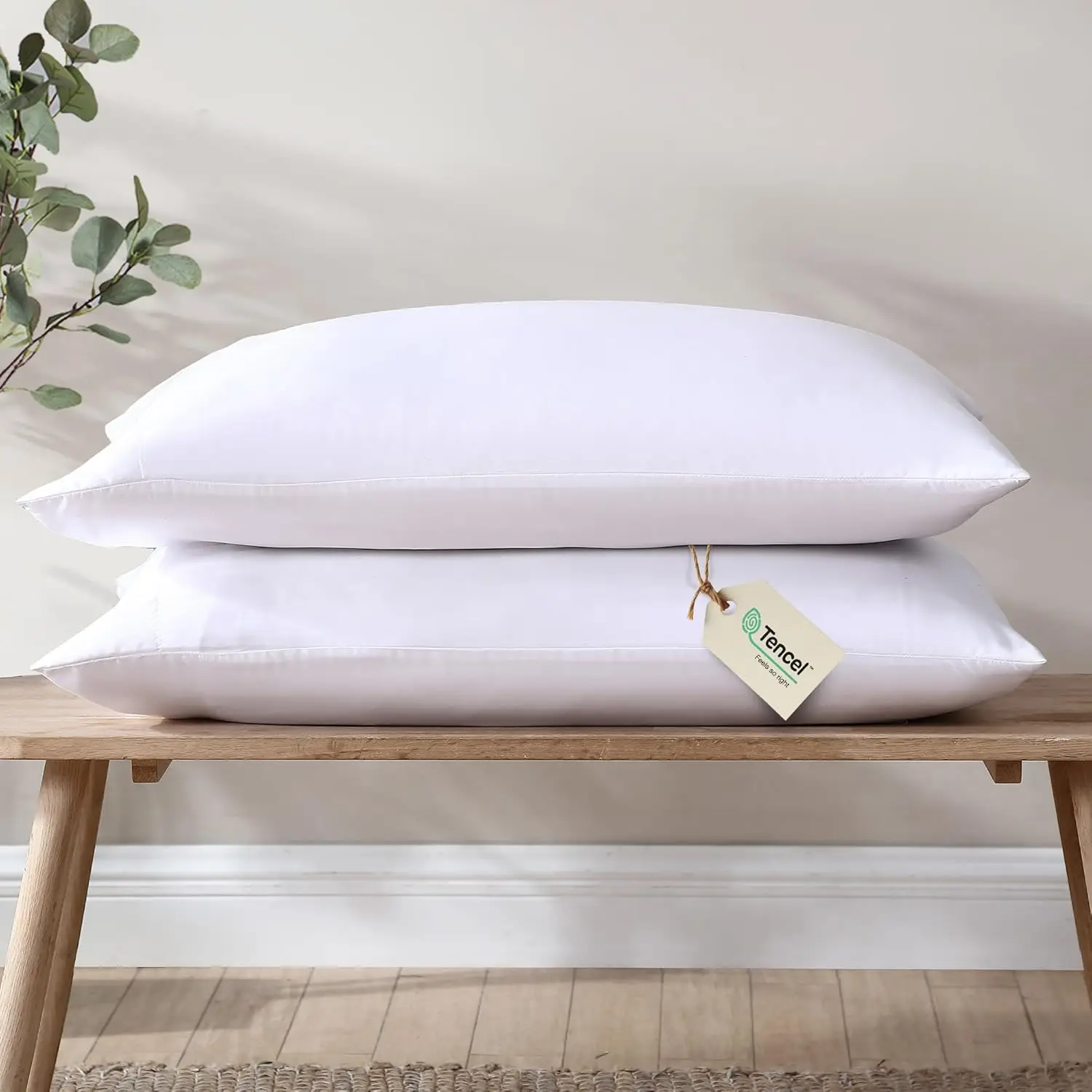 

100% Eucalyptus Tencel Lyocell Cases (2Pc), Silky Soft & Smooth Pillow Cases, Sustainably Made, Sensitive Skin & Acne