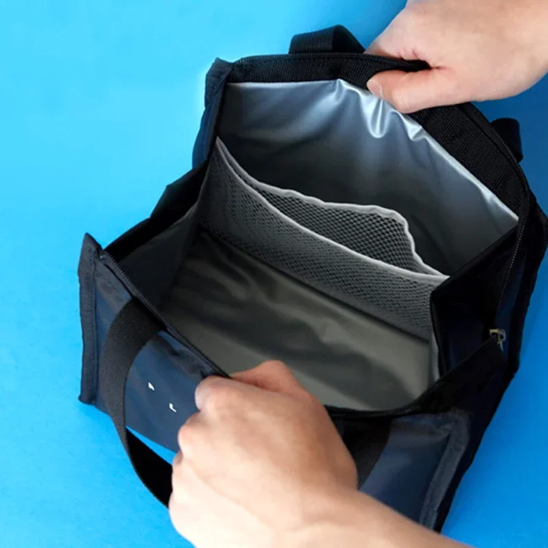 Black Thermal Lunch Bag Portable Cooler Insulated Picnic Tote Travel Fruit Drink Food Fresh Organizer Accessories Supplies