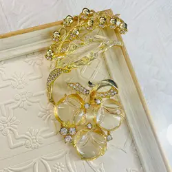 Vintage Transparent Jellry Orchid Classic Metal Brooches For Women Men Palace Style Retro Plant Badges Unisex Suit Office Buckle