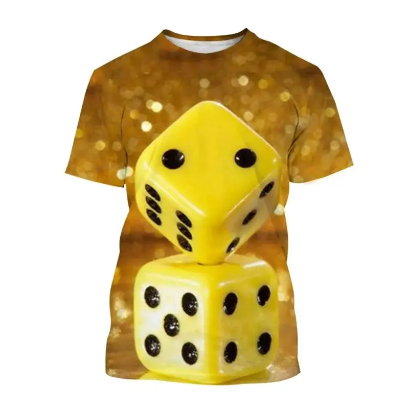 

Summer Men Fun 3d Printed Dice Pattern Hip Hop Short Sleeve O Neck T-Shirt Street Fashion Personality Oversized Top Clothing