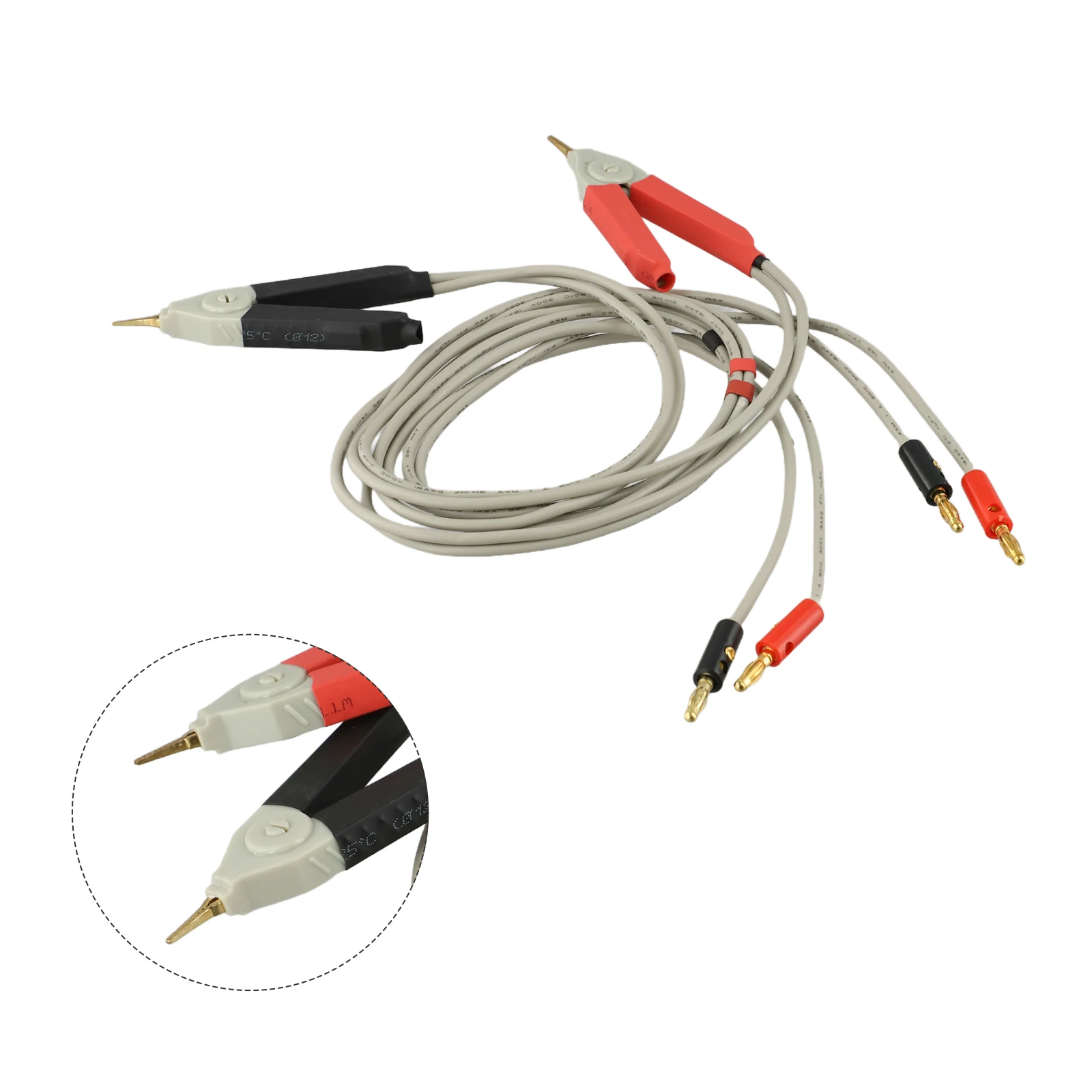 Gold Plated Connector LCR Meter Test Cable Terminal Kelvin Clip Wires Provides Optimal Contact and Conductivity