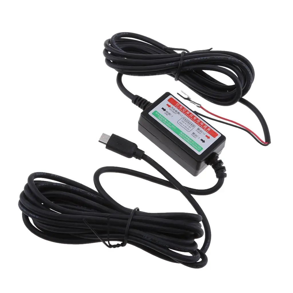 Car DVR Hardwire Adapter Micro USB Direct Battery Connection 3.5 Meter Cable for Vehicle Dash Cam Surveillance