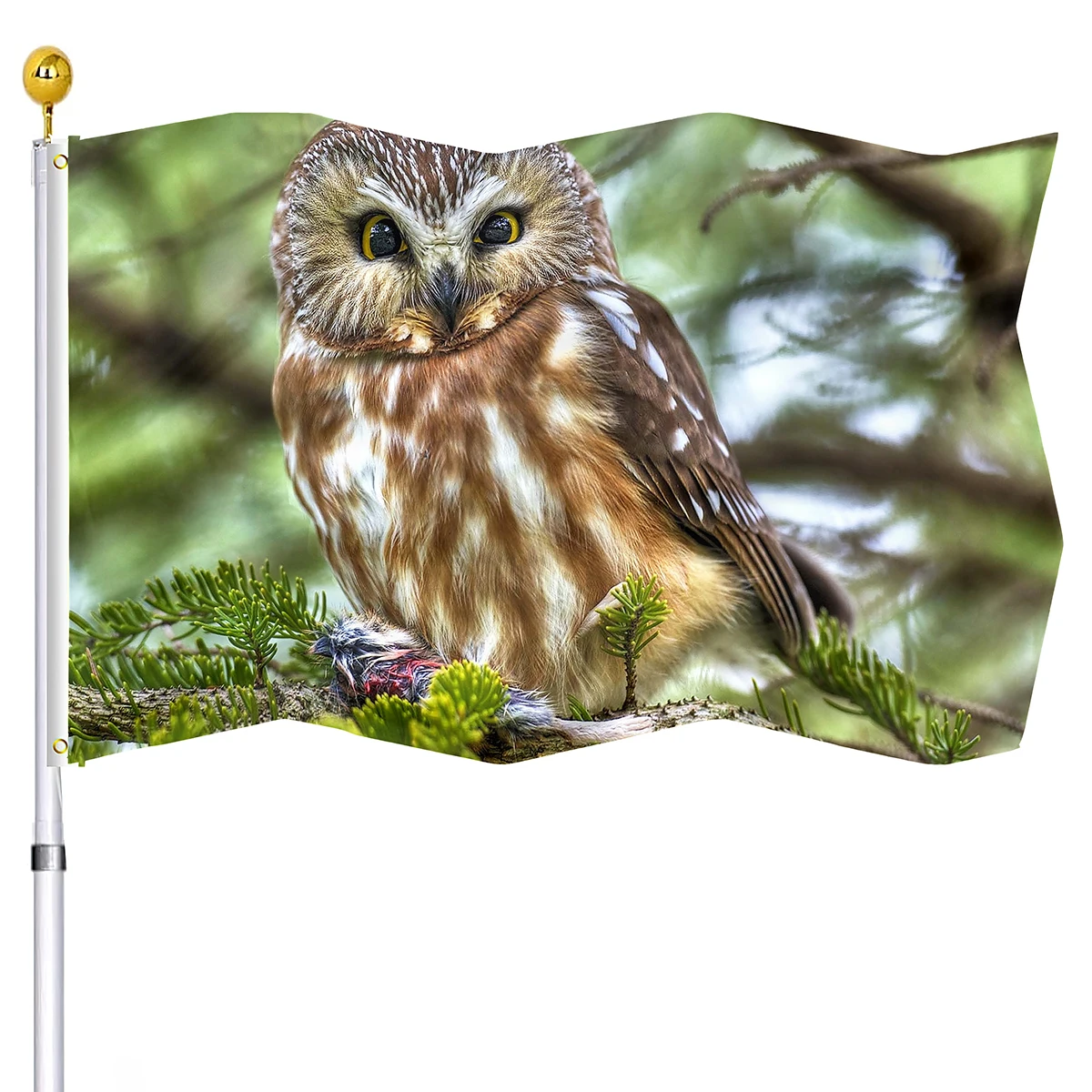 Animal Birds Owl In Forest Flags for Outdoor Home Porch Decor Wildlife Nature Landscape Garden Yard Flag Polyester House Flags