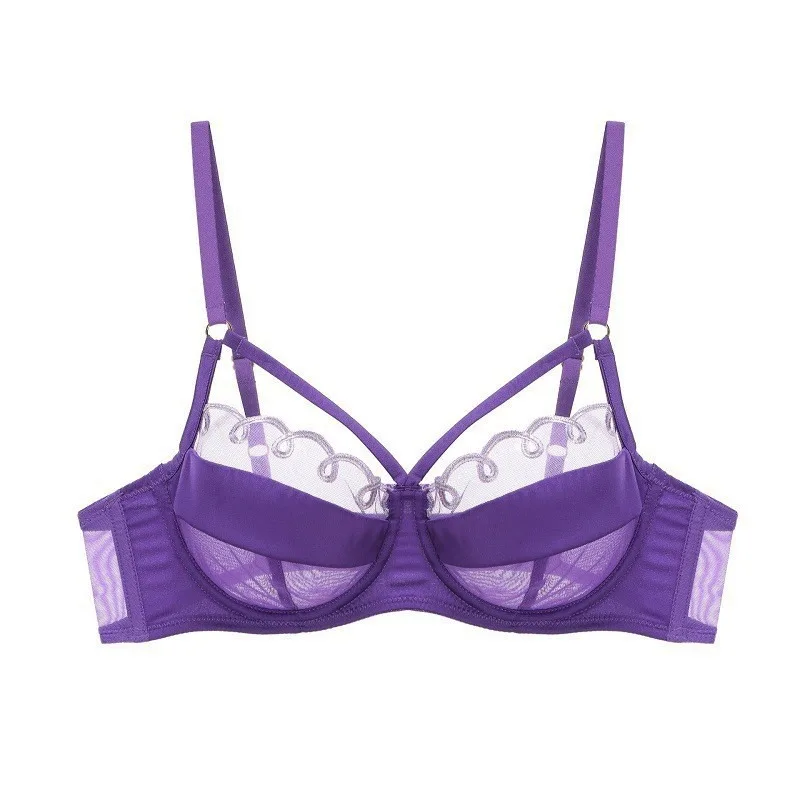 Biancheria intima erotica Sexy ultrasottile da donna sezione sottile ricamo a rete trasparente Lingerie Sexy reggiseno con ferretto tutti i giorni