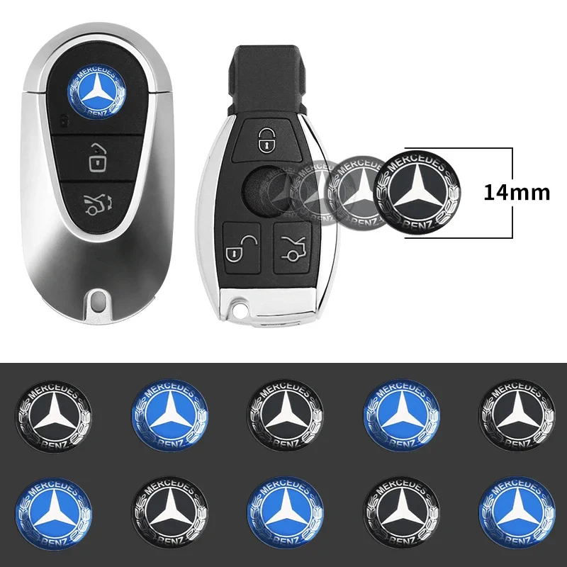 5/10Pcs 14mm Car Key Emblem Stickers Auto Control Key Logo Decals For Mercedes Benz AMG W203 W206 W220 W205 W211 W212 W201 W210