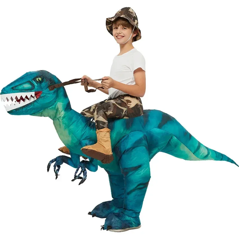 Simbok-Disfraz inflable de Halloween para niños, marioneta de dibujos animados divertida, accesorios de montaje de animales, ropa de dinosaurio Tiranosaurio Rex, Ged