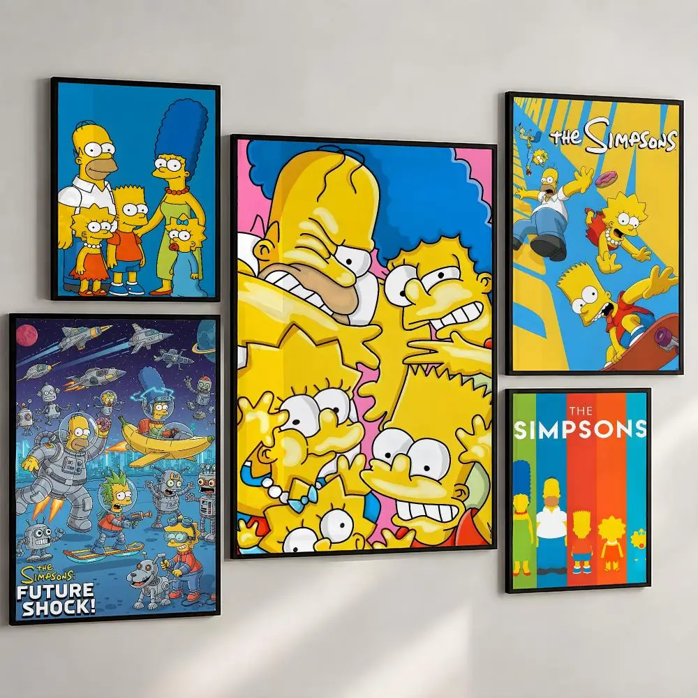 Animation The S-Simpsons Springfield Poster PP Wall Art Print Removable Water-Resistant Home Decor for Bedroom Apartment Gift
