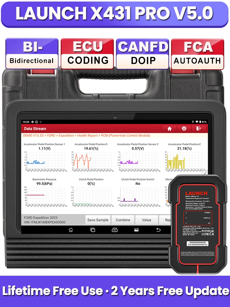 LAUNCH X431 PRO V5.0 OBD2 Scanner, Bidirektionales Diagnosegerät mit Unterstützung für CANFD & DOIP, ECU-Codierung, FCA AutoAuth Fahrzeugdiagnosewerkzeuge
