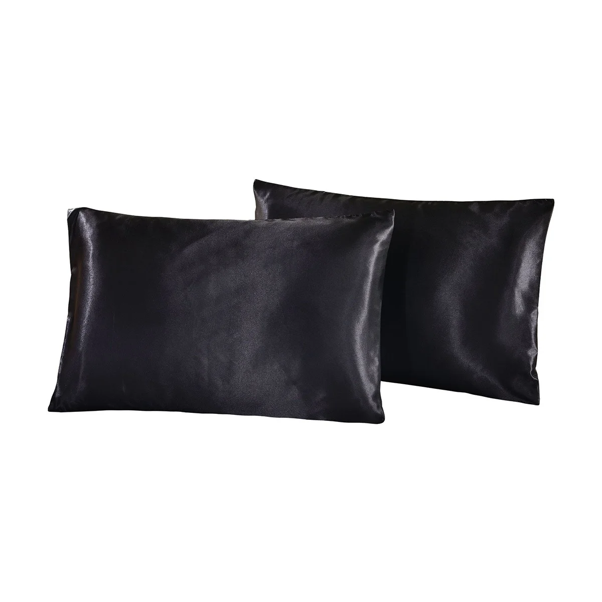 

1 Pair Silky Satin Pillowcase 51X76Cm Wrinkle Hair Friendly Machine Washable Black Silk Pillow Cover Satin Pillow
