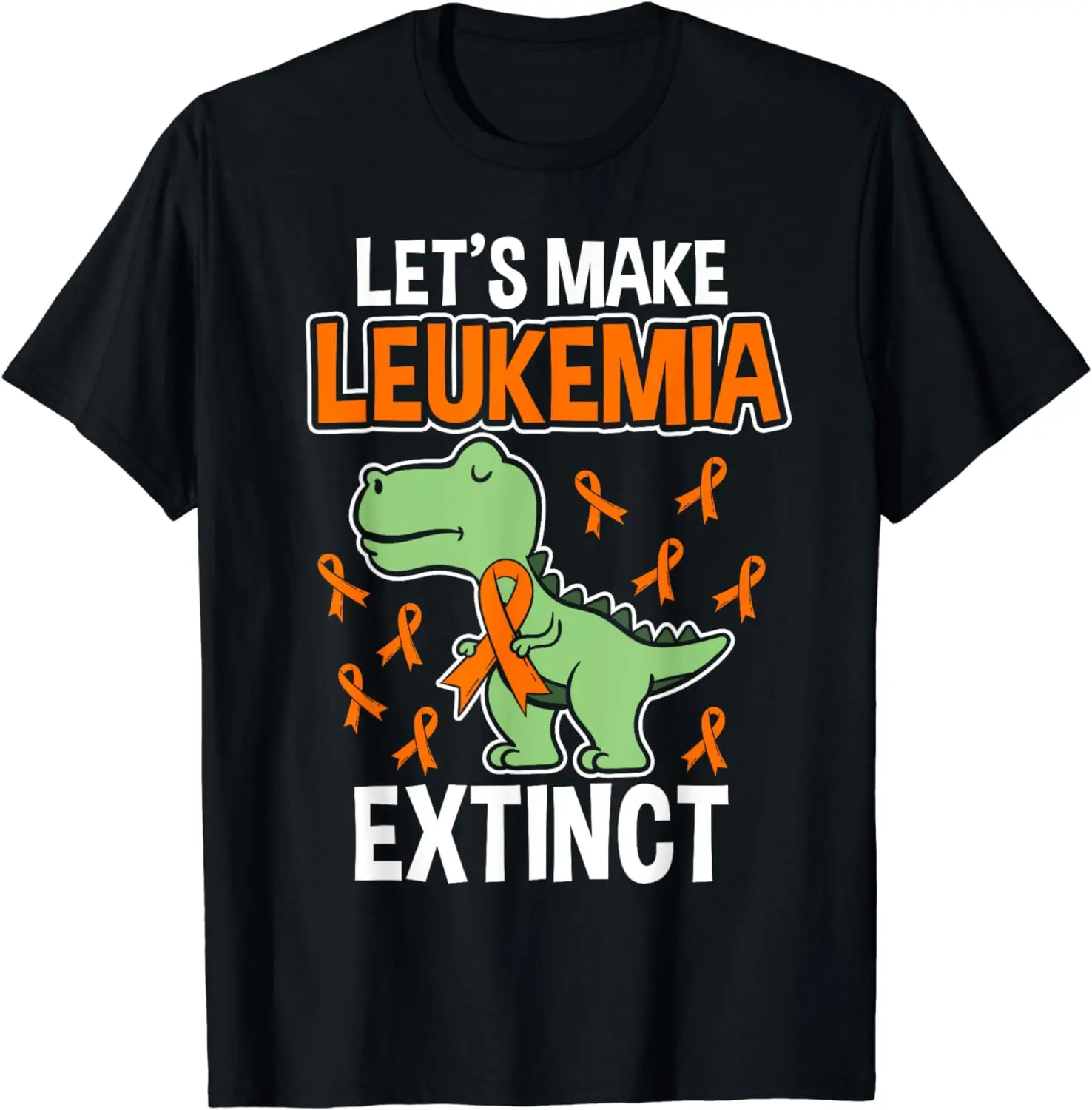 Let's Make Leukemia Extinct Dinosaur Orange Ribbon Hematologist Reptile Fossil T-Shirt Cotton Short Sleeve Oversized T Shirt