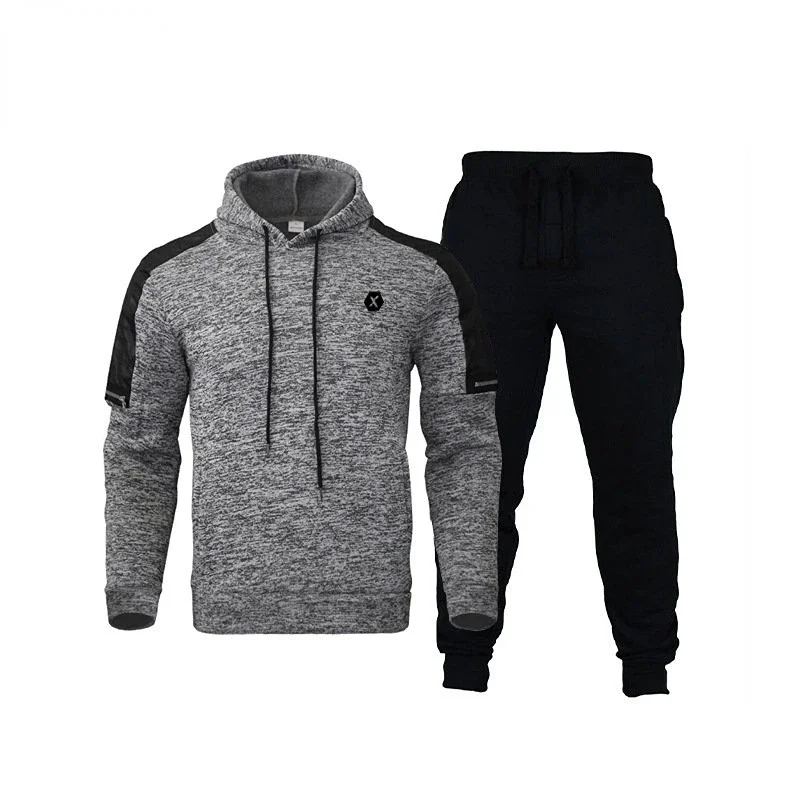 

2023 New Fashion Tracksuit Men Hoodie and Sweatpants Two Piece Set Casual Sports Suit Male Running Suit Outfit Set Jogger Suit