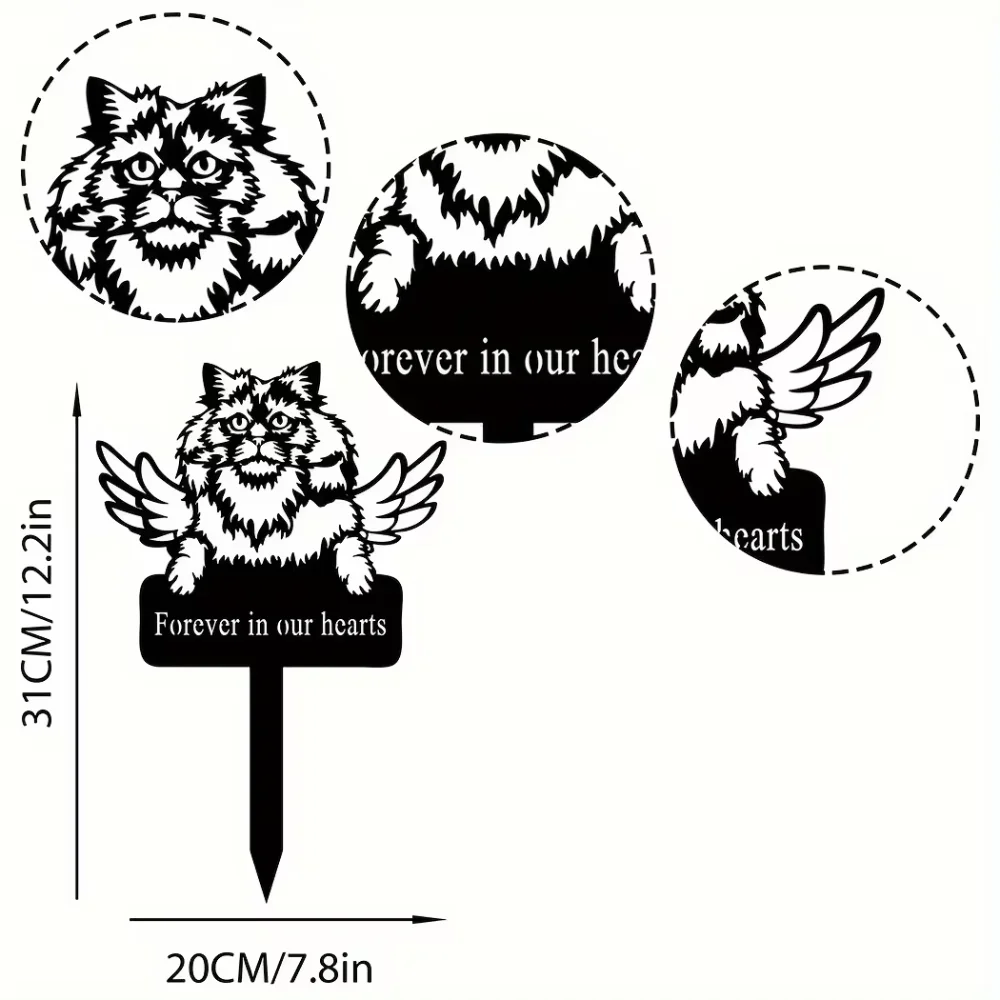 CIFbuy™ Metal Cat Memorial Garden Art, Outdoor Grave Marker for Selkirk Rex, Sympathy Gift