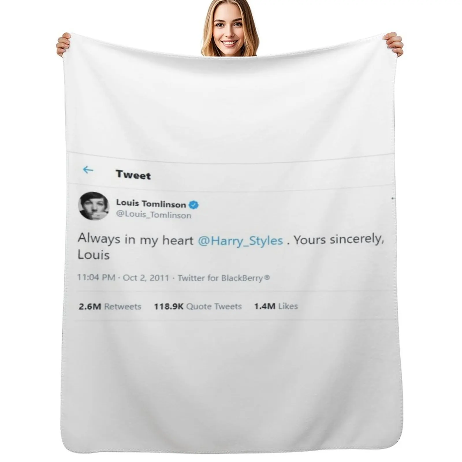

always in my heart tweet larry stylinson Throw Blanket Soft Home Decor Blanket for Couch Bedroom