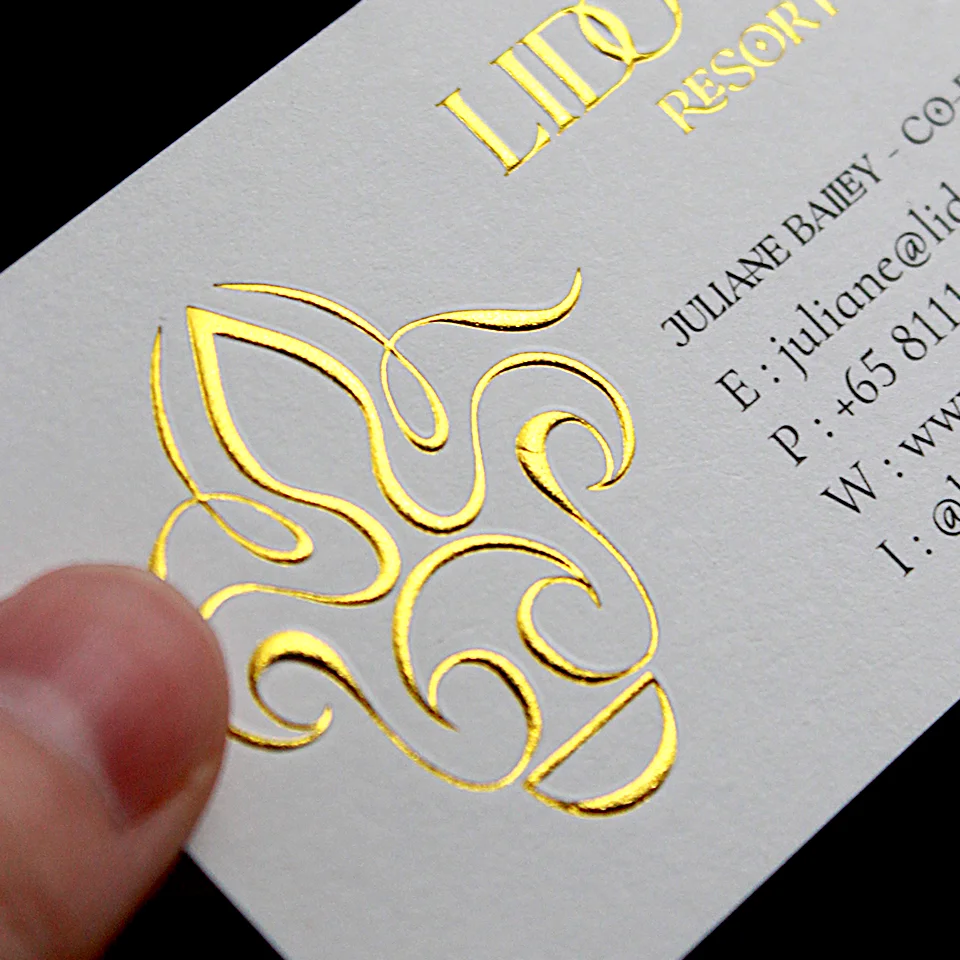 Luxury Custom Embossing LOGO Business Card with Golden Edge White Paper Cardboard Printing Text Visiting Card Greeting Cards