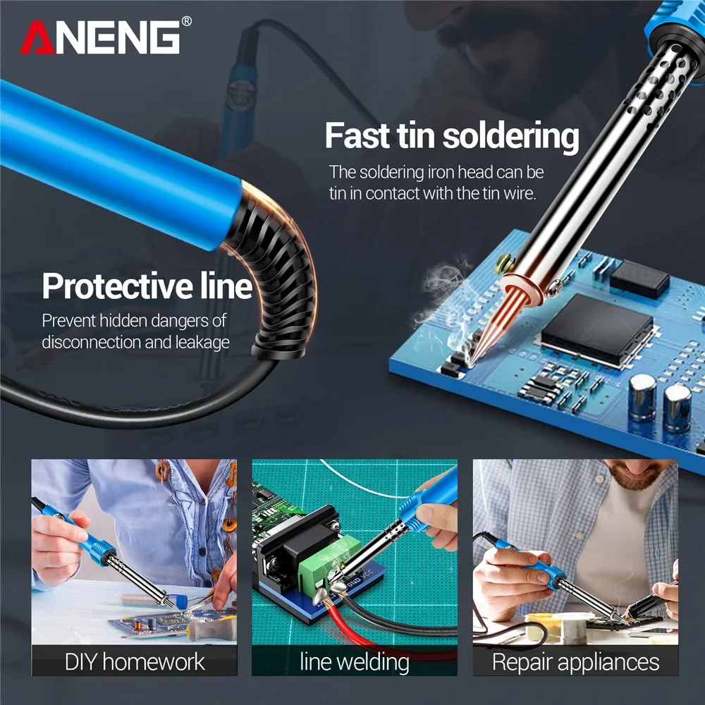 

ANENG SL402 Electric Soldering Iron 30/40/60W US/EU Plug Tester Tin Tips Repair Welding Tools Rework Header Tool Solder Station