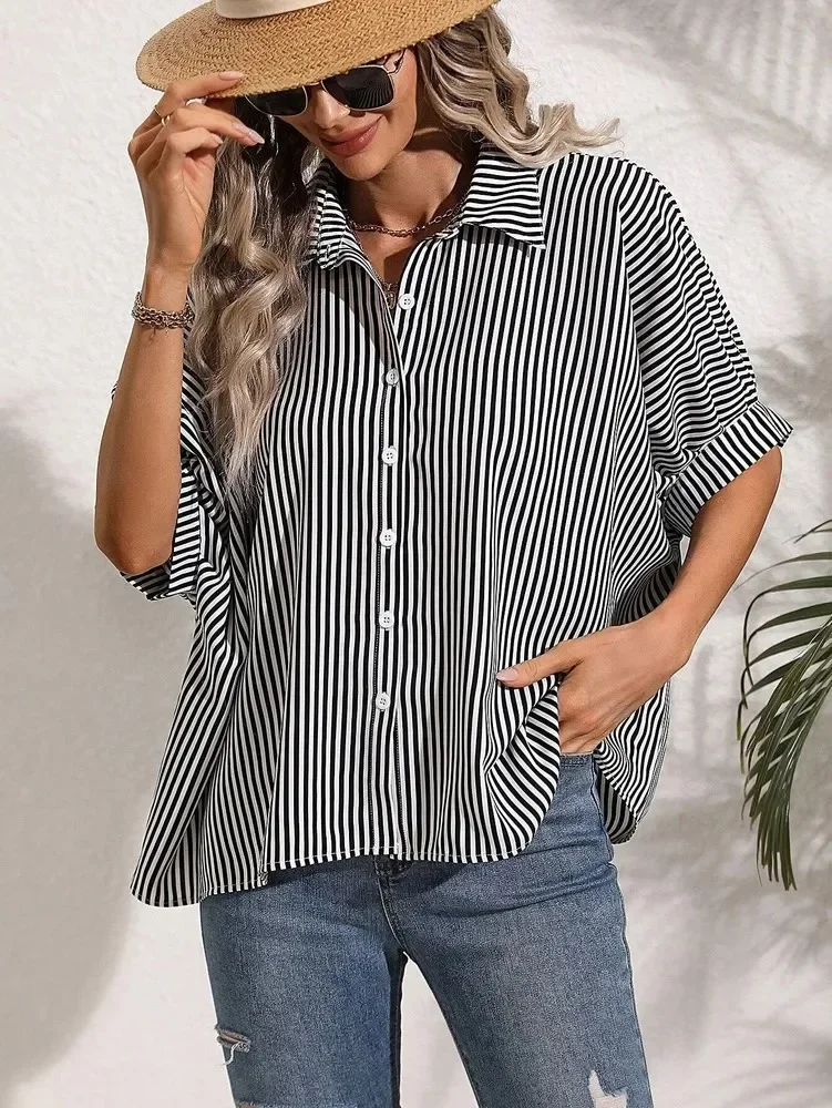 Casual Women's Tops Comfortable Classic Temperament Long Sleeve Striped Shirt Office Commute Loose Fit Versatile Female Camisas