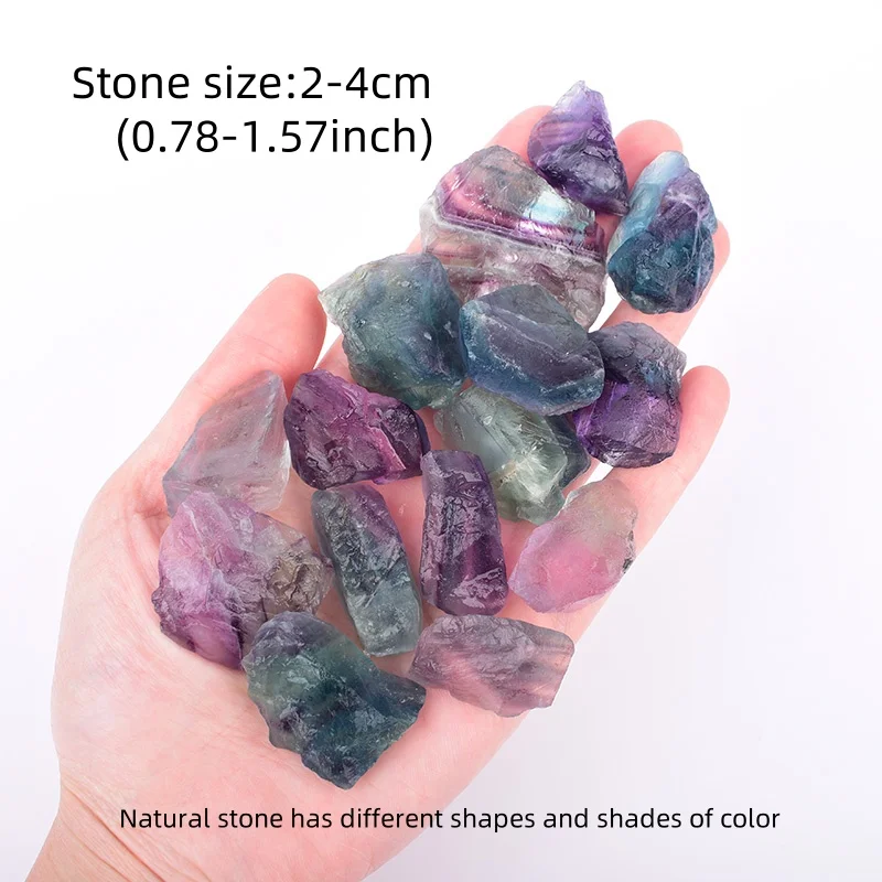 100g Natürliche Kristall-Edelsteine Farbiger Fluorit Rohe Unbearbeitete Steine Reiki-Heilung Mineralienprobe Souvenir Heimdekoration DIY-Geschenk