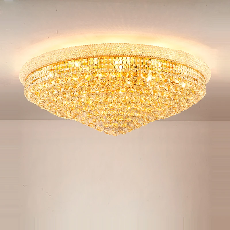 

Luxury Round K9 Crystal Gold 2025 Ceiling Chandelier Lighting Hanging Lamps Lustre Suspension Luminaire Lampen For Living Room