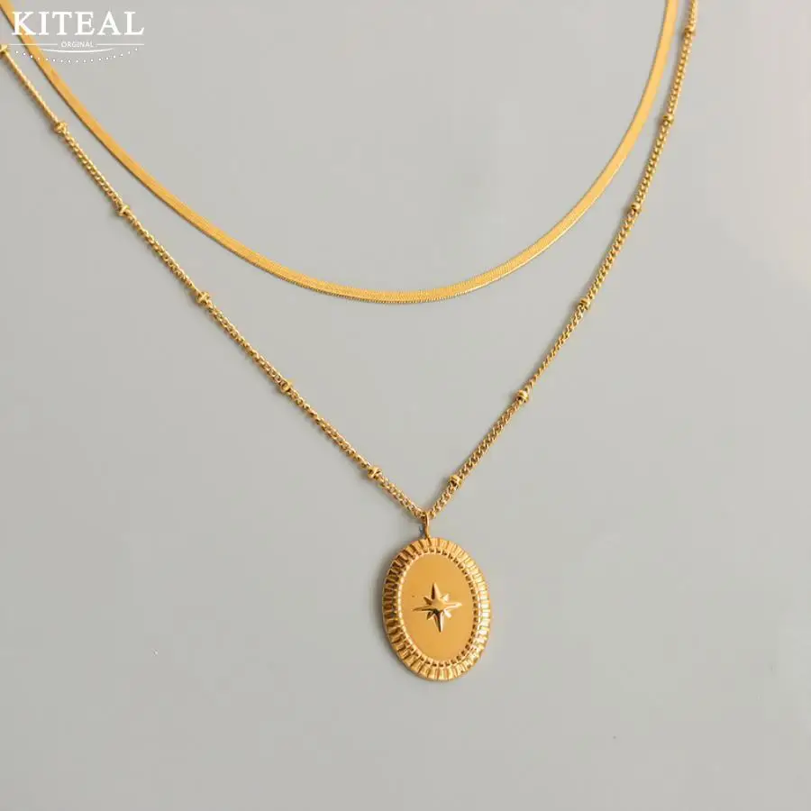 

KITEAL Fashion New Brand Design Luxurio 18KGP Gold plated Girlfriend pendants Double chain,Oval Pendant perfume women Jewelry