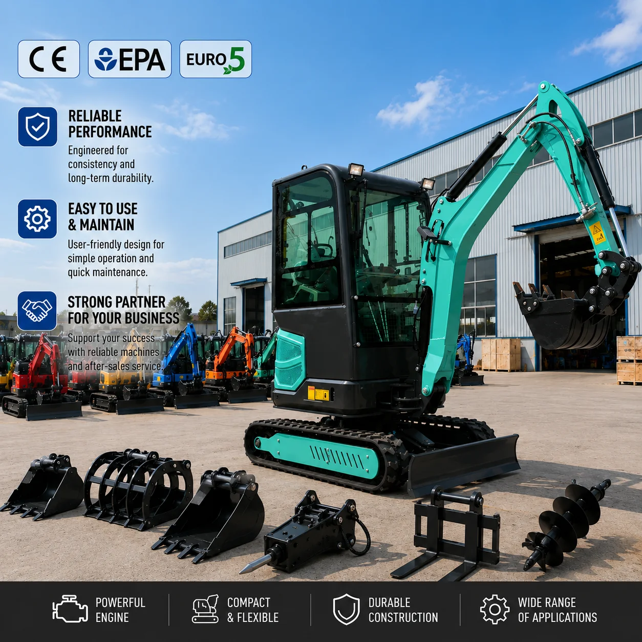 Custom CE Euro 5 1.8 Ton Mini Excavator Crawler Digger for Municipal Engineering and Farm Applications