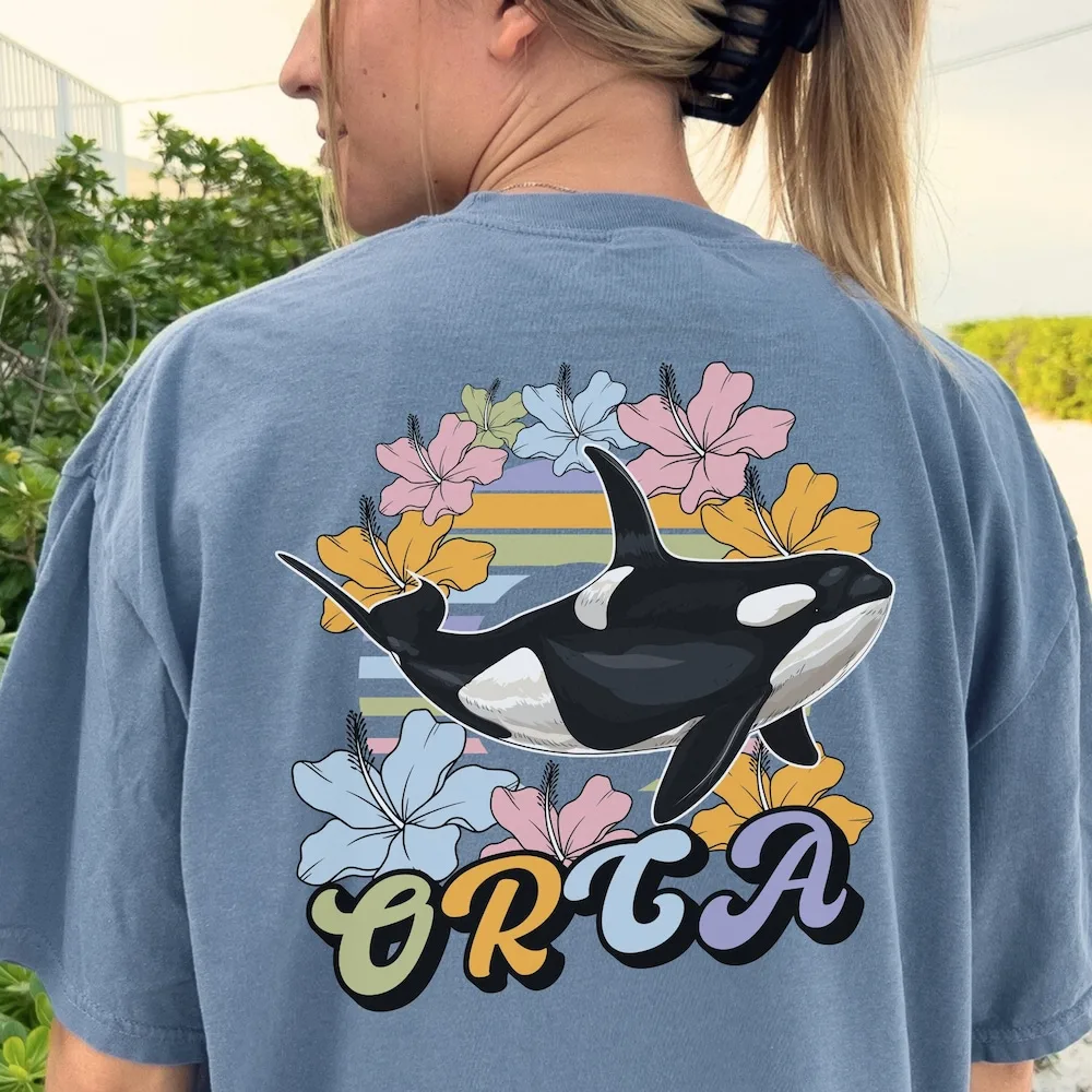 Trendy Orca Comfort Colors T Shirt Oversize Look Killer Whale Lover Top Vsco Y2K Marine Biology S Surfer