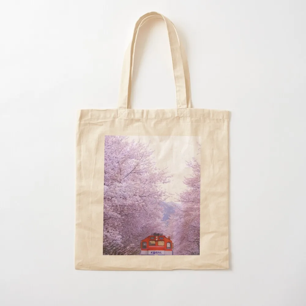 

Cherry Blossom Train in Jinhae Tote Bag personalized tote canvas men's Canvas