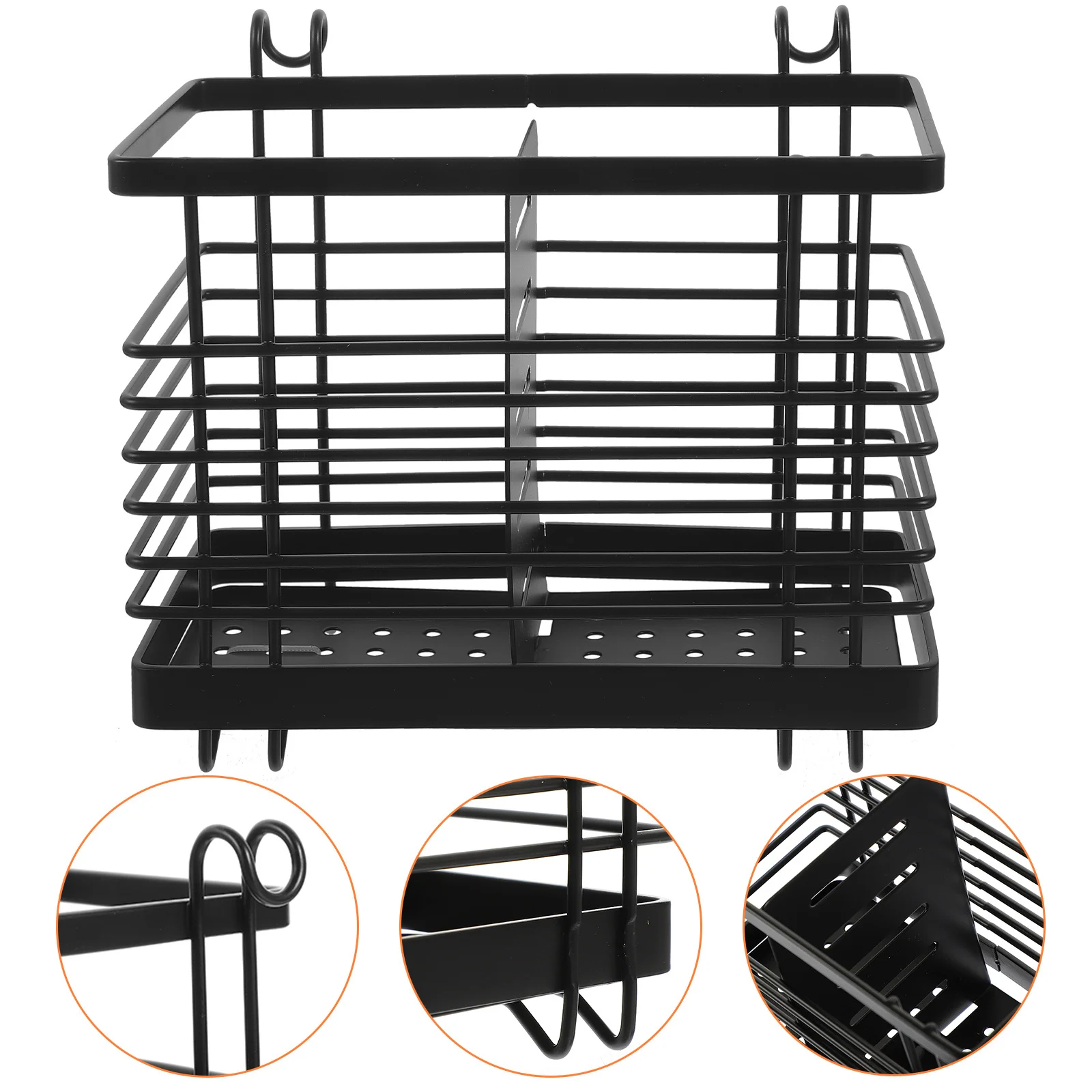 

Iron Chopstick Holder Kitchen Desktop Utensil Holder Dual Use Chopstick Basket Divided Compartments Cutlery Organizer Utensil