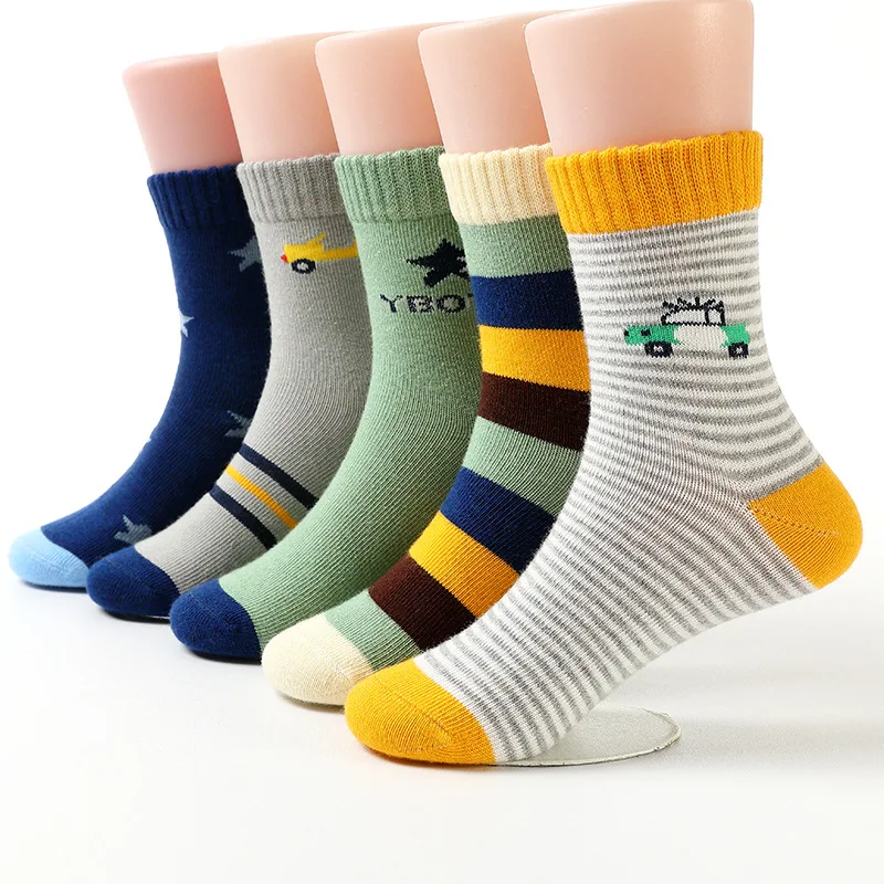 Neue kinder Socken Baumwolle Gestreiften Auto Jungen Socken Frühling Herbst Cartoon Student Socken Für Jungen 3-15 jahre – Detail 3