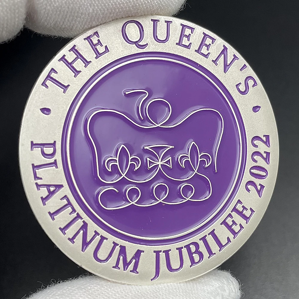 Queen Elizabeth II Platinum Jubilee Silbermünze 1952–2022 Lila Krone Souvenir-Medaille in Westminster Abbey-Abzeichen – Detail 11