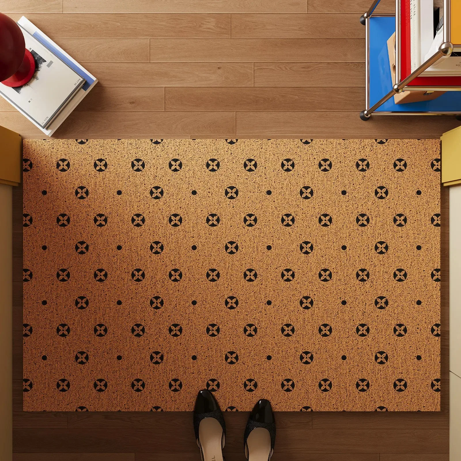 Retro Dot PVC Loop Doormat Cuttable Dirt Trapping Non Slip Wear Resistant Easy Clean Entrance Rug Entry Home Indoor Porch Decor