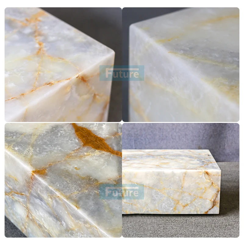 Future Stone Natural Stone Low Plinth Luxury Customized Blue White Onyx Marble for Coffee Side Tea Table Living Room Furniture