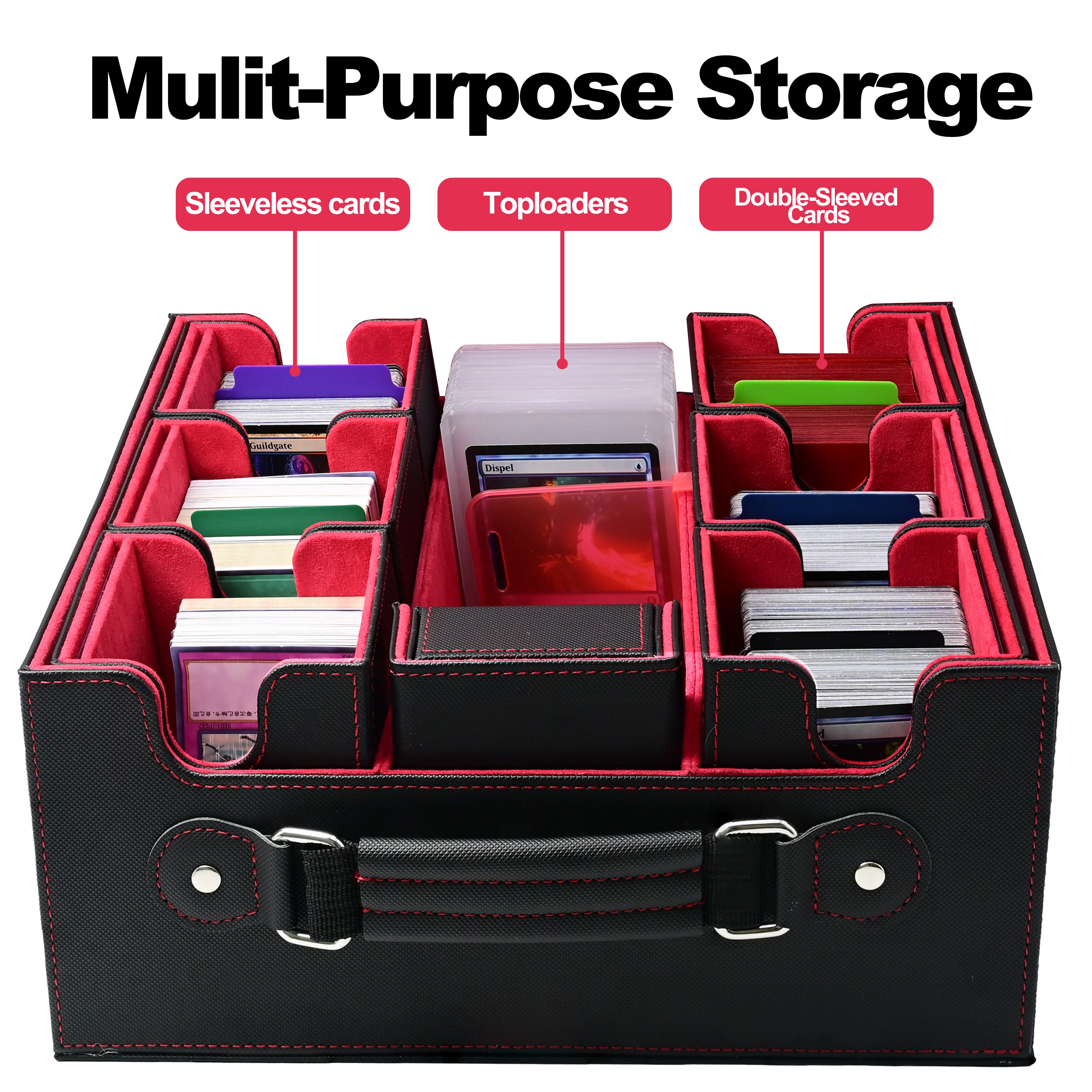 sleeved card storage UAONO Trading Box, Holds 1800 Cards with 10 Dividers & 3 Stoppers, Magnetic Closure PU Leather Card Case for MTG, PTCG, YGO, Sports Cards (Black&Purple) : Toys & Games MaxGear Card Deck Box Totteri Card Deck Box with