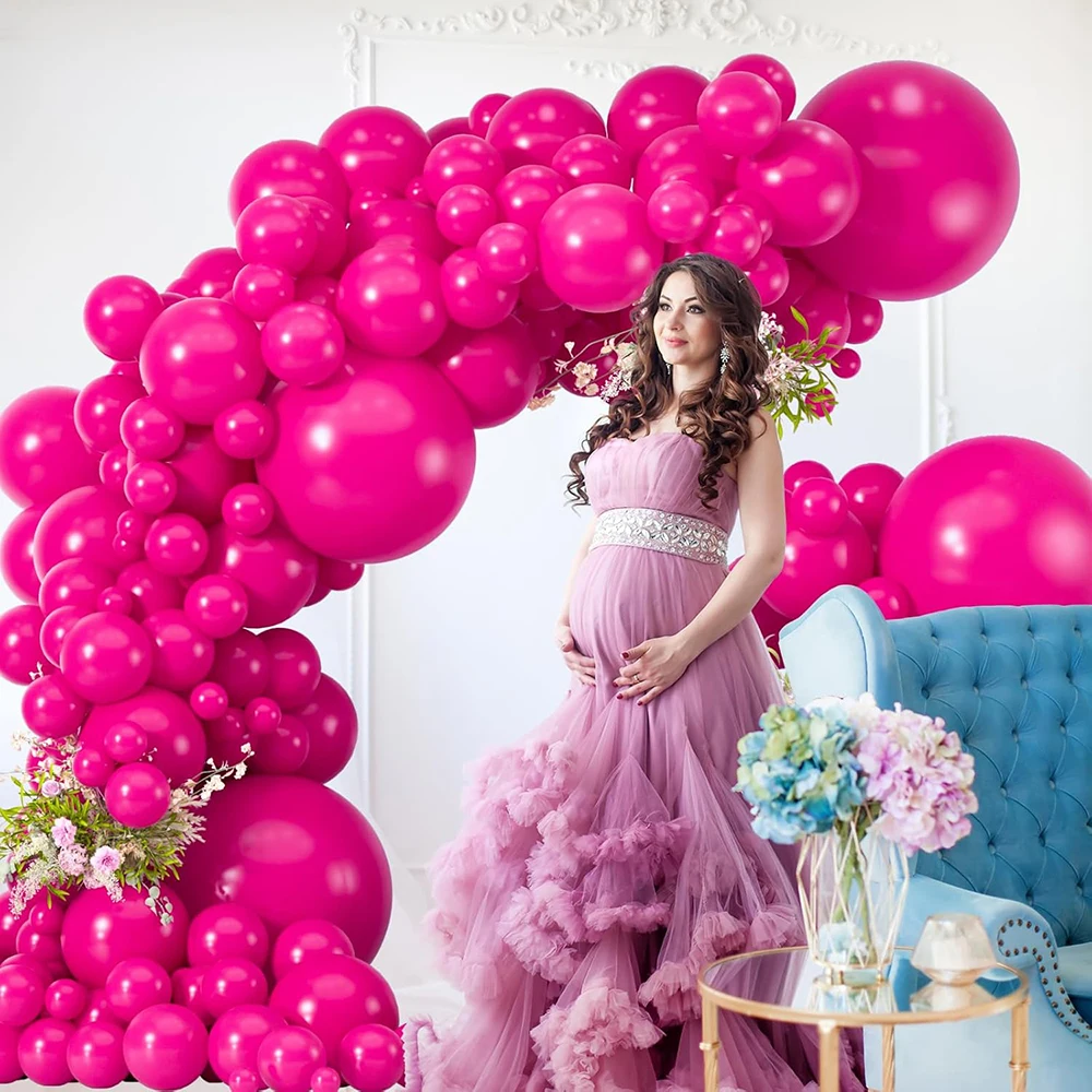 64Pcs Hot Pink Balloons Garland Arch Kit Hot Pink Balloon Wedding Valentines Day Girls Birthday Party Baby Shower Decor Globos view 4
