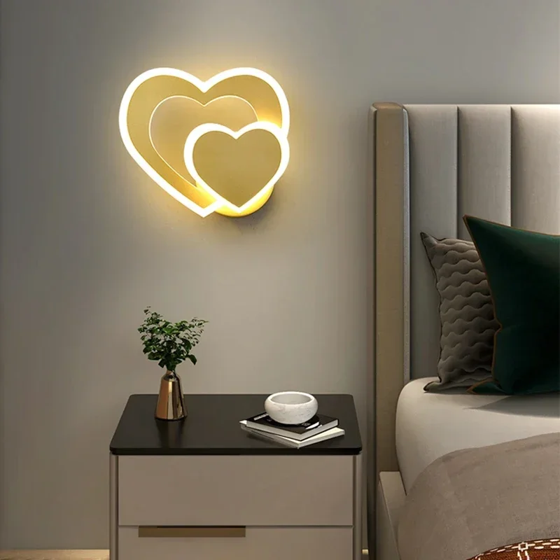 

Nordic Minimalist Bedside Wall Lamp Creative Heart-shaped Music Antlers Art Decor Light Wall Sconce Living Room Bed Room Lamp