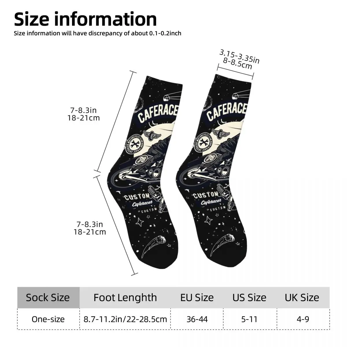 Rider Classic Men's Socks Retro Harajuku Cafe Racer Street Style Novelty Casual Crew Sock