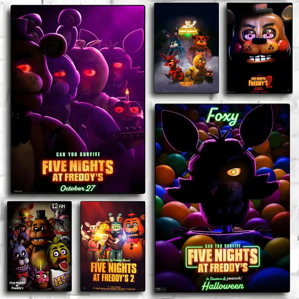 Fnaf Five-nights-At-Freddys Classic Poster Self-adhesive Art Waterproof Paper Sticker Coffee House Bar Room Wall Decor