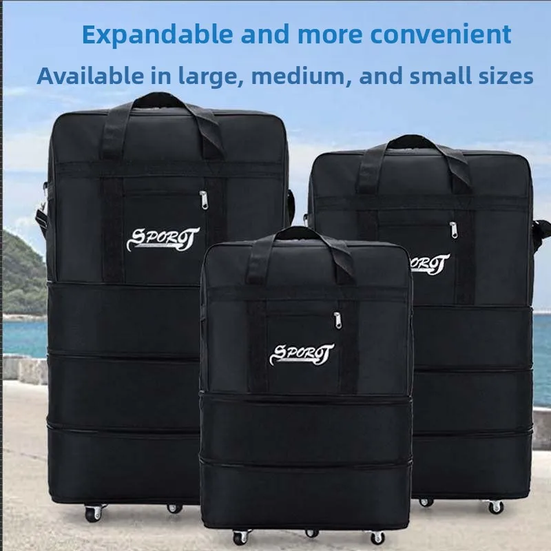 air-travel-canvas-bag-large-capacity-moving-suitcase-wheel-pulling-luggage-bag-oxford-cloth-foldable-sports-style-for-youth