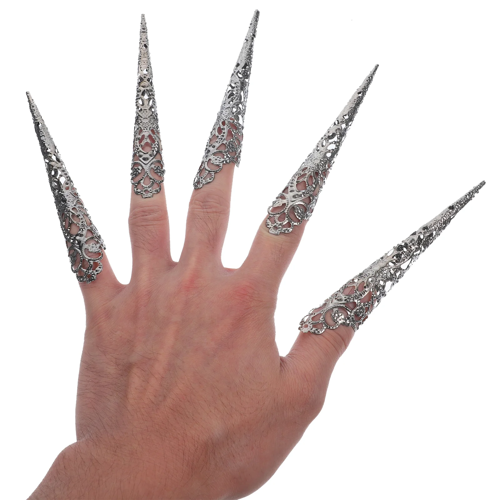 5 Pcs Finger Claw Halloween Extensions Nail Ring Rings Paw Ancient Queen Fingernail Cosplay Claws Rock and Roll Man