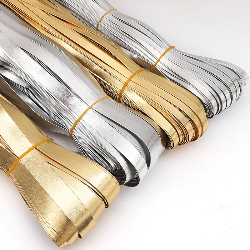 5 Meters Gold/Silver Color 0.5-2.5cm Wide PU Leather Ribbon For  Jewelry Accessorie Gold Silver Color Leather Cords String Craft