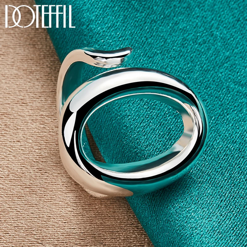 DOTEFFIL 925 Sterling Silver Round O Earring Necklace Bracelet Ring Set For Woman Man Wedding Engagement Party Fashion Jewelry