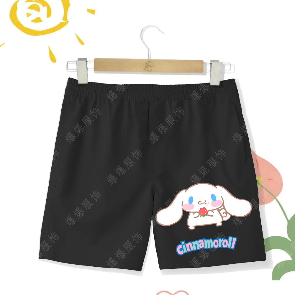 Cartoon Kids Sanrio Cartoon 2d Laurel dog Girls Casual Shorts Beach Shorts Kawaii Summer Kids Fashion Comfortable beach pants