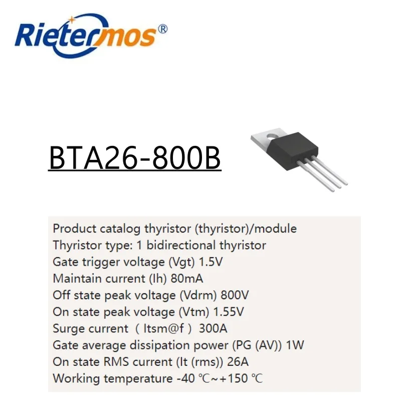 

100PCS BTA26-800B TO-220 TRIAC 26A 800V China Factory Direct Supply for Power Switching & Motor Control